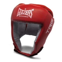 Geezers Leather TRG Boxing Headguard -Venum Boxing Sales Store geezers trg leather headguard red