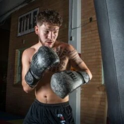 TITLE Distressed Glory Training Gloves - Grey 8 TITLE Distressed Glory Training Gloves - Grey -Venum Boxing Sales Store hostg lifestyle