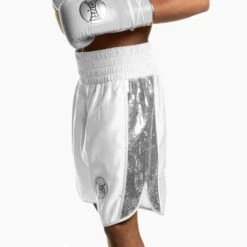 Suzi Wong X Geezers Satin/Sequin Boxing Shorts -Venum Boxing Sales Store sw1710 white sil 1